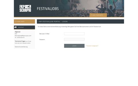 FKP-Festivaljob-Portal - Login