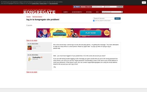 log in to kongregate site problem! discussion on Kongregate