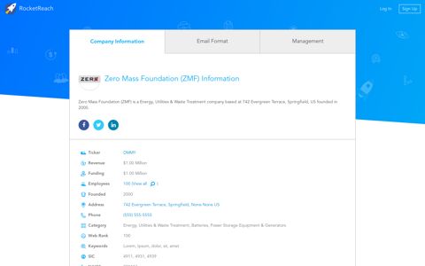 Zero Mass Foundation (ZMF) Information - RocketReach