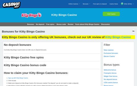 Kitty Bingo Casino (2020) Bonuses & Review | Casino Help