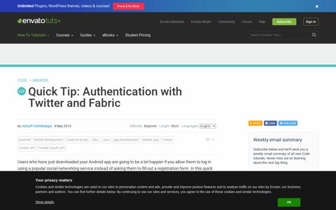 Quick Tip: Authentication with Twitter and Fabric - Code Tuts