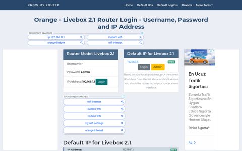 Orange - Livebox 2.1 Default Login with Username, Password ...