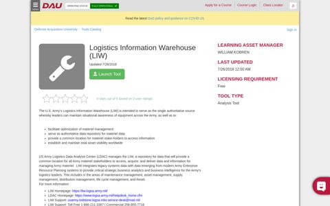 Logistics Information Warehouse (LIW)
