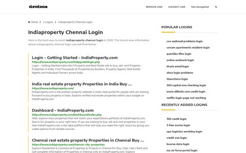Indiaproperty Chennai Login ❤️ One Click Access - iLoveLogin