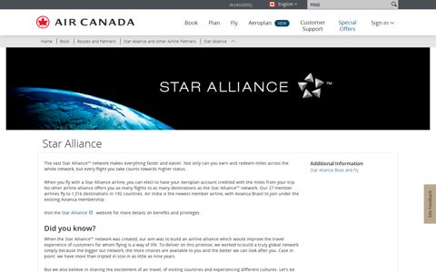 Star Alliance Network - Air Canada