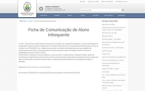 Ficha de Comunicação de Aluno Infrequente - Município de ...