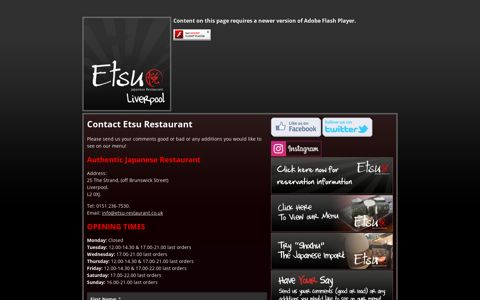 Contact Etsu Restaurant - Etsu Japanese Restaurant | Liverpool