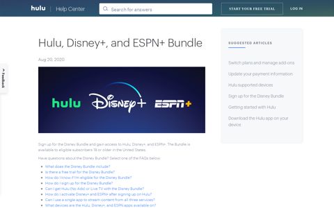 Hulu, Disney+, and ESPN+ Bundle - Hulu Help