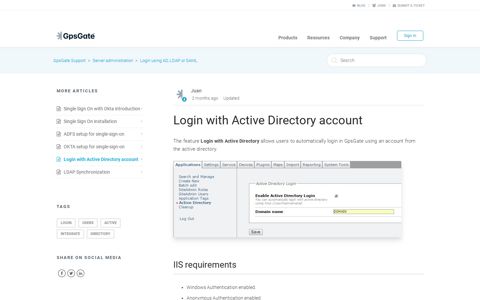 Login with Active Directory account – GpsGate Support