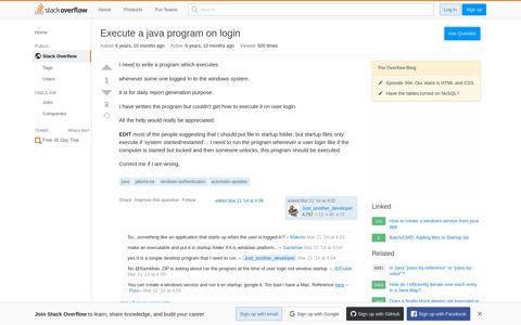 Execute a java program on login - Stack Overflow