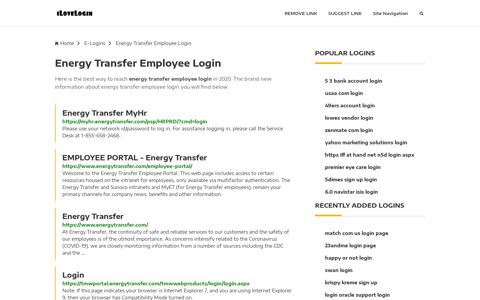 Energy Transfer Employee Login ❤️ One Click Access - iLoveLogin