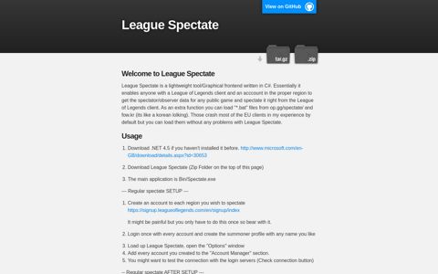 League Spectate - GitHub Pages