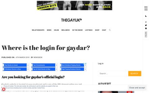 Where is the login for gaydar? | TheGayUK