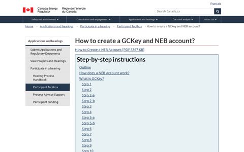 CER – How to create a GCKey and NEB account? - Canada ...