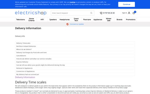 Delivery Service Information and Guide – electricshop.com