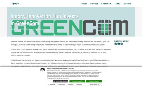 innogy Innovation Hub invests in GreenCom – MVP