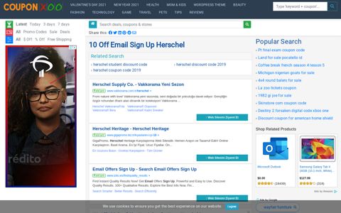 10 Off Email Sign Up Herschel - 12/2020 - Couponxoo.com