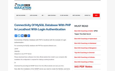 Connectivity of MySQL Database with PHP in localhost- Our ...