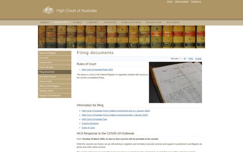 Filing documents - High Court of Australia