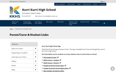 Parent/Carer & Student Links - Kurri Kurri High School