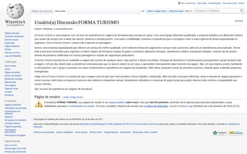 Usuário(a) Discussão:FORMA TURISMO – Wikipédia, a ...