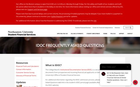 IDOC Frequently Asked Questions | Student Financial Services