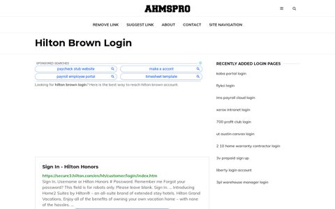 hilton brown ✔️ Sign In - Hilton Honors - AhmsPro.com