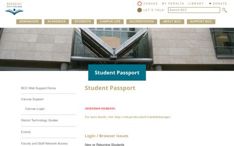 Student Passport - BCC Web Support - Berkeley City College