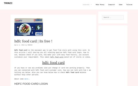 HDFC food card - tronzi