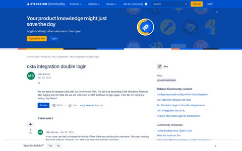 okta integration double login - Atlassian Community