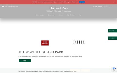 Tutor Login & Application - Holland Park Education