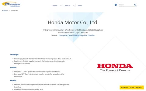 Honda Motor Co., Ltd. | NTT Communications Resources