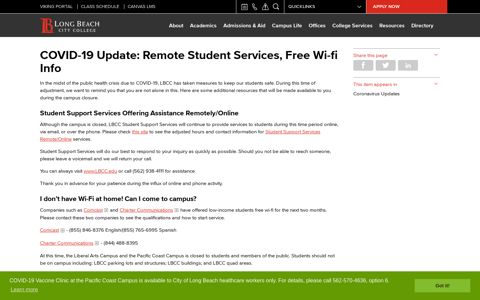 COVID-19 Update: Remote Student Services, Free Wi-fi Info ...