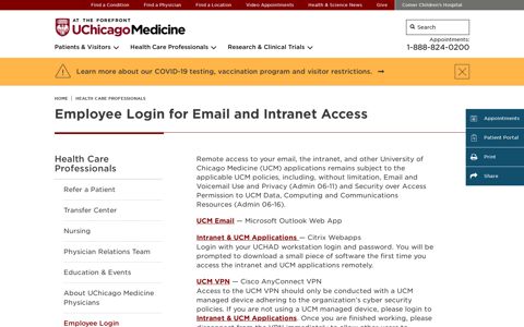 Employee Login for Email and Intranet Access - UChicago ...