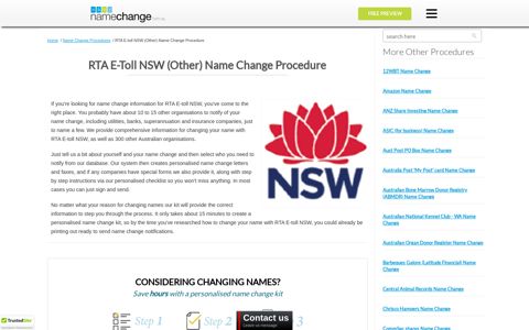 RTA E-toll NSW (Other) Name Change Procedure | Easy ...