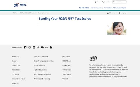 Sending Your TOEFL iBT Scores (For Test Takers) - ETS