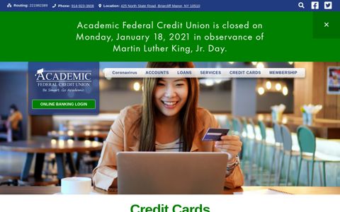 CREDIT CARDS — Academic Federal Credit Union