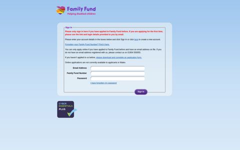 Sign In - Family Fund