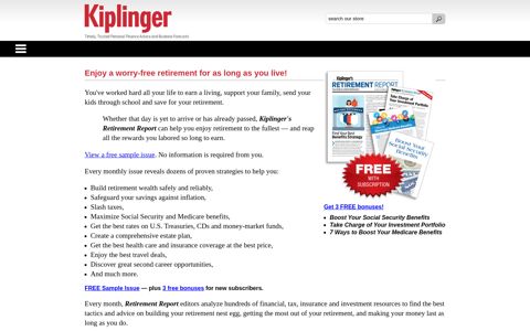 Kiplinger's Retirement Report | Retire rich, make your money last
