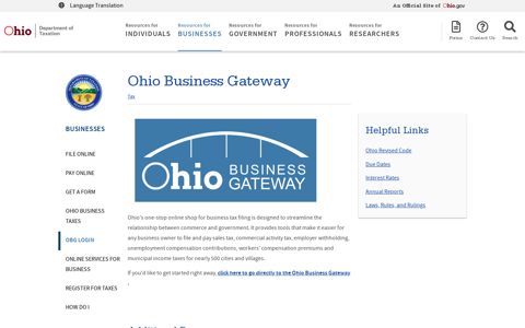 Ohio Business Gateway - Ohio Department of Taxation