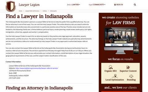 Lawyer Referral Service of the Indianapolis Bar Association in ...