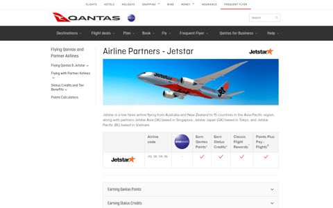 Frequent Flyer - Flying Qantas and Partner Airlines - Jetstar