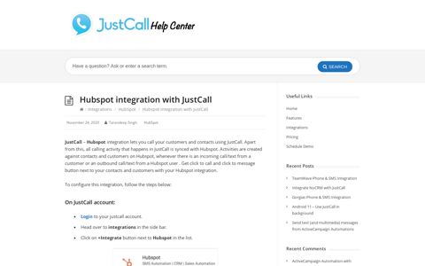 Hubspot integration with JustCall – JustCall Help Guide