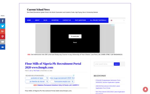 Flour Mills of Nigeria Plc Recruitment Portal 2020 www.fmnplc ...