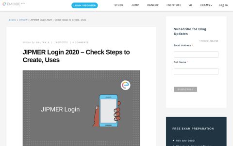 JIPMER Login 2020 - Check Steps to Create, Uses - Embibe ...