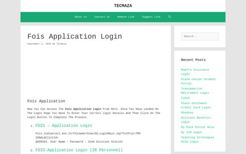 fois application login | TECMAZA - Login Portal Web Directory