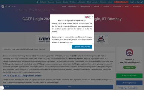 GATE 2021 Login - Candidate Login, IIT Bombay - GetMyUni