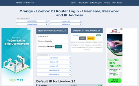 Orange - Livebox 2.1 Default Login with Username, Password ...