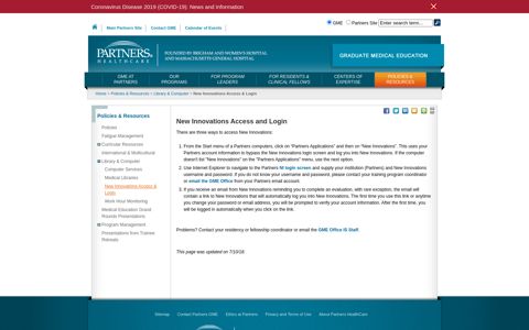 New Innovations Access and Logon | Partners Graduate ...