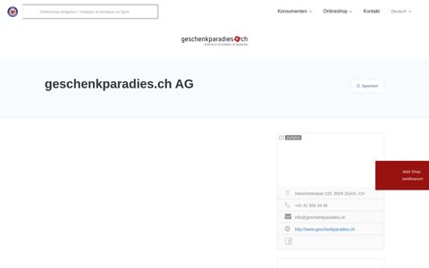 geschenkparadies.ch AG – Swiss Online Garantie